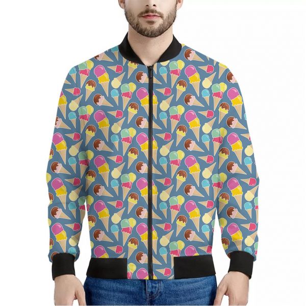 Colorful Ice Cream Pattern Print Bomber Jacket