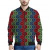 Colorful Japanese Flower Pattern Print Bomber Jacket