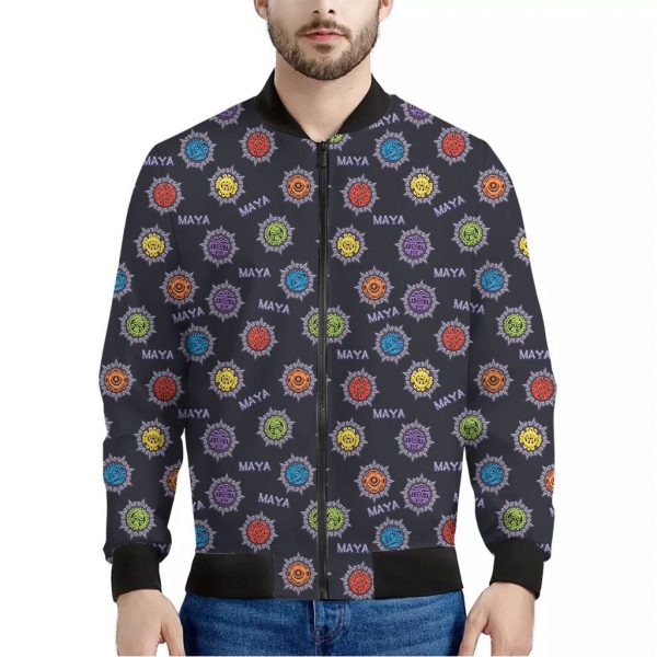 Colorful Maya Pattern Print Bomber Jacket