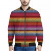 Colorful Mexican Woven Pattern Print Bomber Jacket