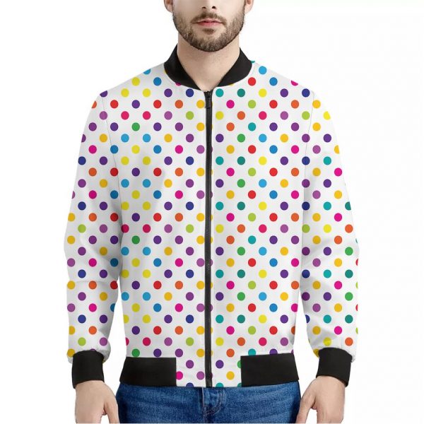 Colorful Polka Dot Pattern Print Bomber Jacket