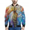 Colorful Seahorse Print Bomber Jacket