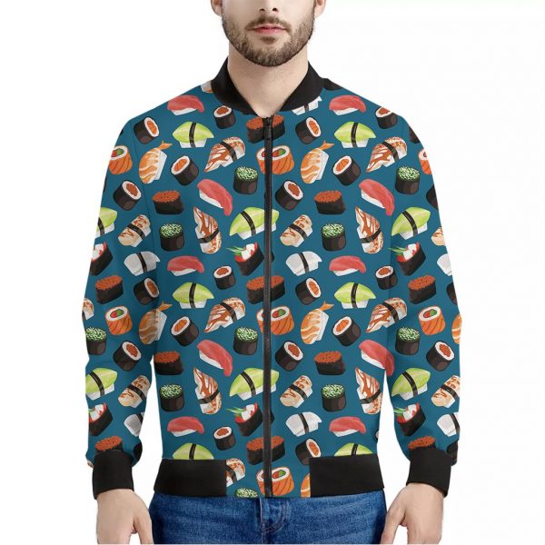 Colorful Sushi Pattern Print Bomber Jacket