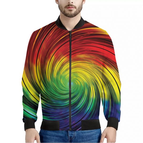 Colorful Swirl Print Bomber Jacket
