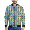 Colorful Tiki Pattern Print Bomber Jacket