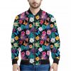Colorful Tropical Jungle Hawaiian Print Bomber Jacket