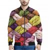 Colorful Wool Yarns Print Bomber Jacket
