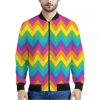 Colorful Zigzag Pattern Print Bomber Jacket
