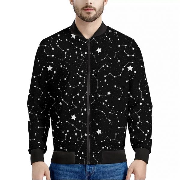 Constellation Sky Map Pattern Print Bomber Jacket