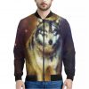 Cosmic Wolf Portrait Print Bomber Jacket
