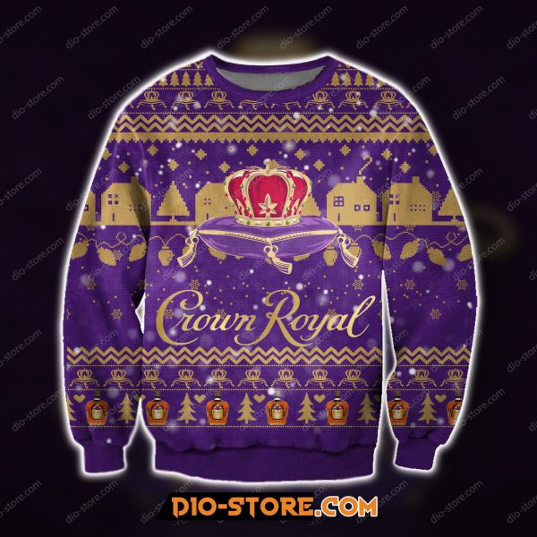 Crown Royal 3D All Over Print Knitting Pattern Ugly Christmas Sweatshirt