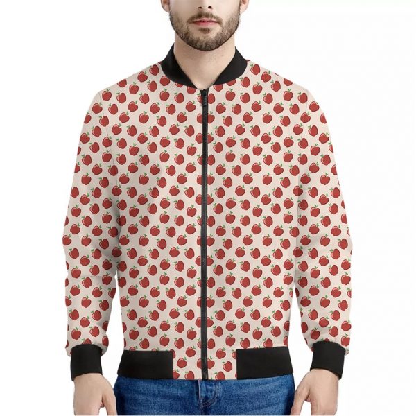 Cute Apple Pattern Print Bomber Jacket