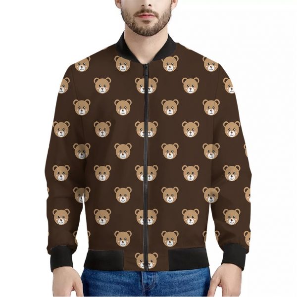 Cute Baby Grizzly Bear Pattern Print Bomber Jacket