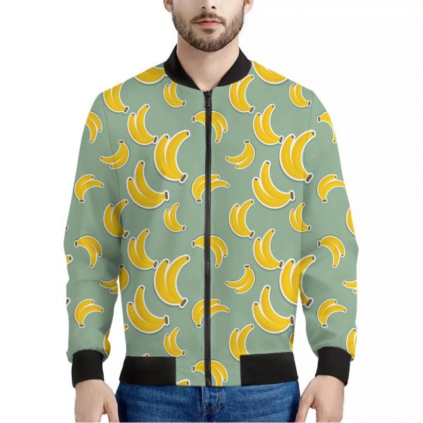 Cute Banana Pattern Print Bomber Jacket