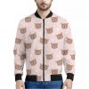 Cute Brown Bear Pattern Print Bomber Jacket