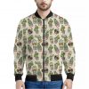 Cute Cartoon Cactus Pattern Print Bomber Jacket