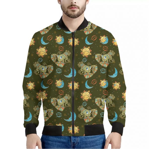 Cute Cartoon Cancer Pattern Print Bomber Jacket