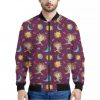 Cute Cartoon Sagittarius Pattern Print Bomber Jacket