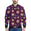 Cute Cartoon Virgo Pattern Print Bomber Jacket