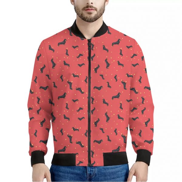 Cute Dachshund Pattern Print Bomber Jacket