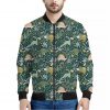Cute Dino Tropical Leaves Pattern Print Bomber Jacket