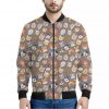 Cute Dog Emoji Pattern Print Bomber Jacket