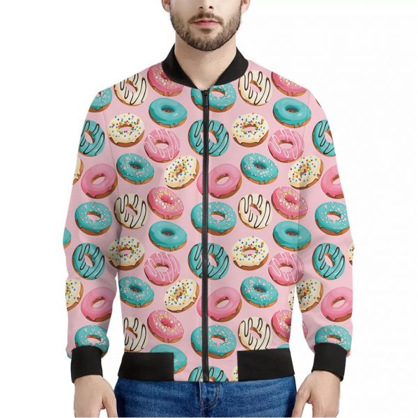 Cute Donut Pattern Print Bomber Jacket