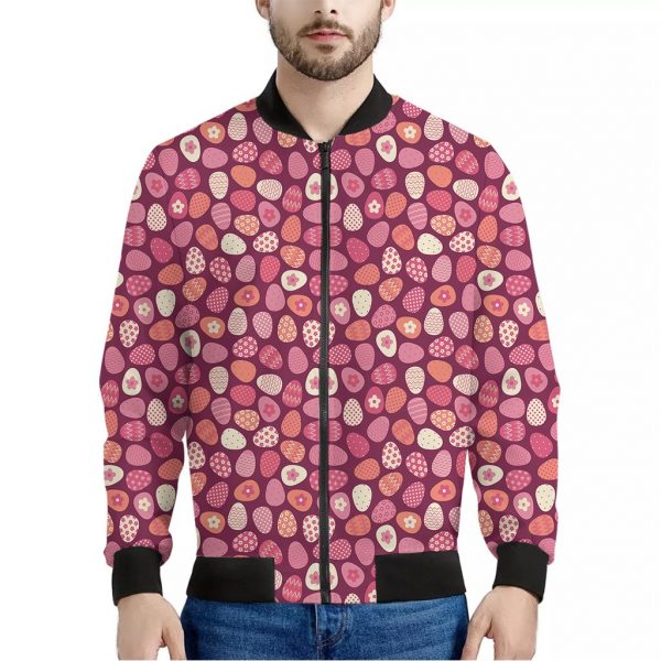 Cute Easter Eggs Pattern Print Bomber Jacket