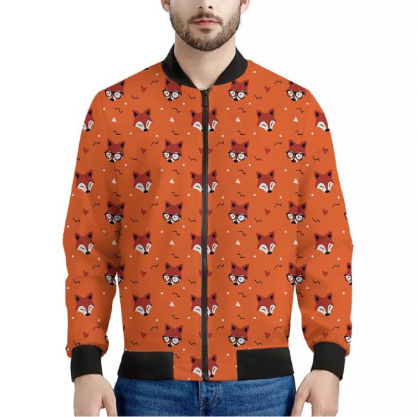 Cute Fox Pattern Print Bomber Jacket