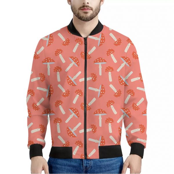 Cute Mushroom Pattern Print Bomber Jacket
