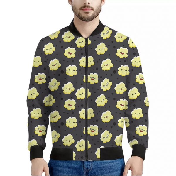 Cute Popcorn Pattern Print Bomber Jacket