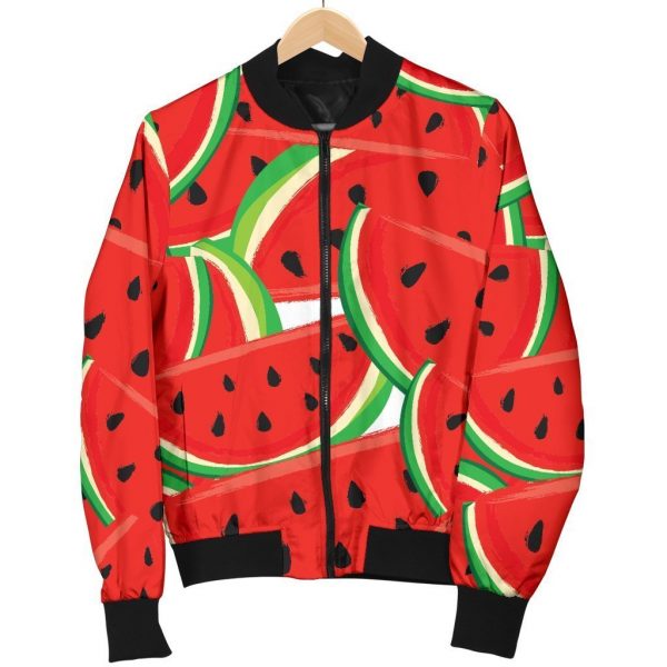 Cute Watermelon Pieces Pattern Print Bomber Jacket