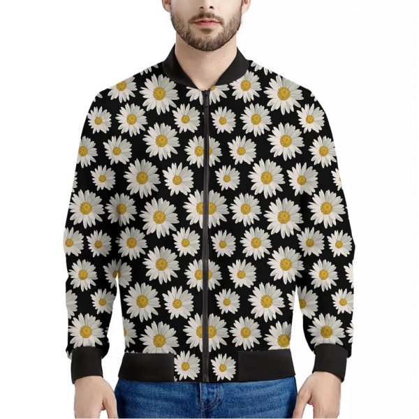 Daisy Flower Pattern Print Bomber Jacket