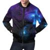 Dark Purple Blue Galaxy Space Print Bomber Jacket