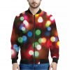 Defocused Christmas Lights Print Bomber Jacket