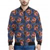 Denim American Eagle Pattern Print Bomber Jacket