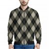 Diamond Shapes Argyle Pattern Print Bomber Jacket
