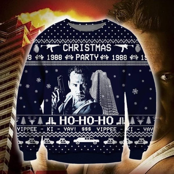 Die Hard Knitting Pattern 3D Print Ugly Christmas Sweatshirt