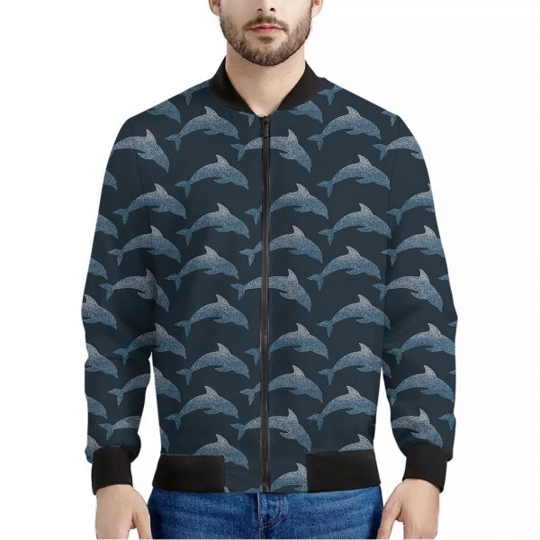 Dolphin Dot Pattern Print Bomber Jacket