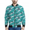 Dolphin Riding Waves Pattern Print Bomber Jacket