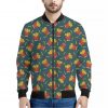 Doodle French Fries Pattern Print Bomber Jacket