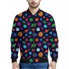 Doodle Planets Pattern Print Bomber Jacket