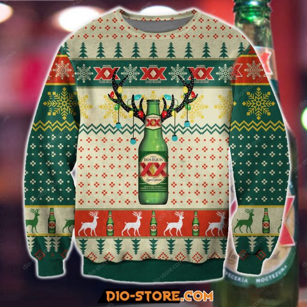 Dos Equis Beer Christmas Knitting Pattern 3D Print Ugly Sweatshirt