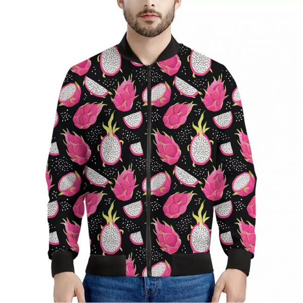 Dragon Fruit Pattern Print Bomber Jacket