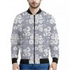 Drawing Orchid Pattern Print Bomber Jacket