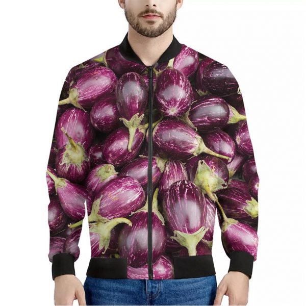 Eggplant Print Bomber Jacket