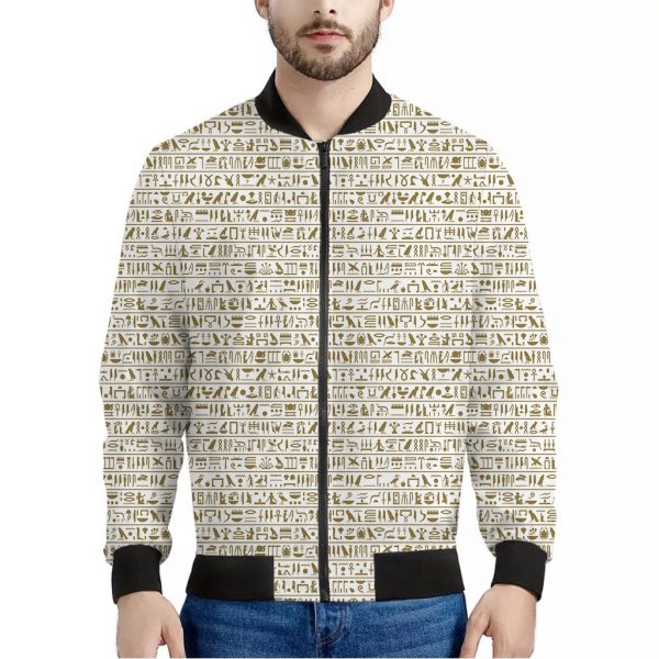 Egypt Hieroglyphs Pattern Print Bomber Jacket
