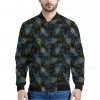 Embroidery Peacock Feather Print Bomber Jacket