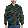 Embroidery Peacock Pattern Print Bomber Jacket