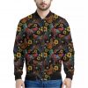 Embroidery Rooster Pattern Print Bomber Jacket